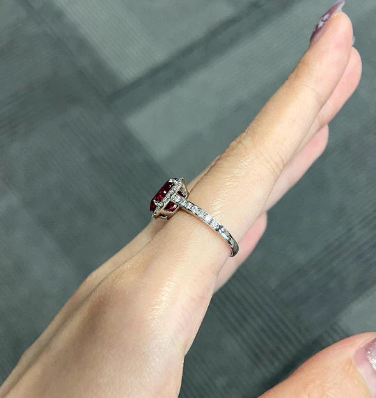 3.58 Ct Oval Cut Certified Natural Ruby Diamond Ring 14K Solid White Gold Size 6 - Image 4 of 4