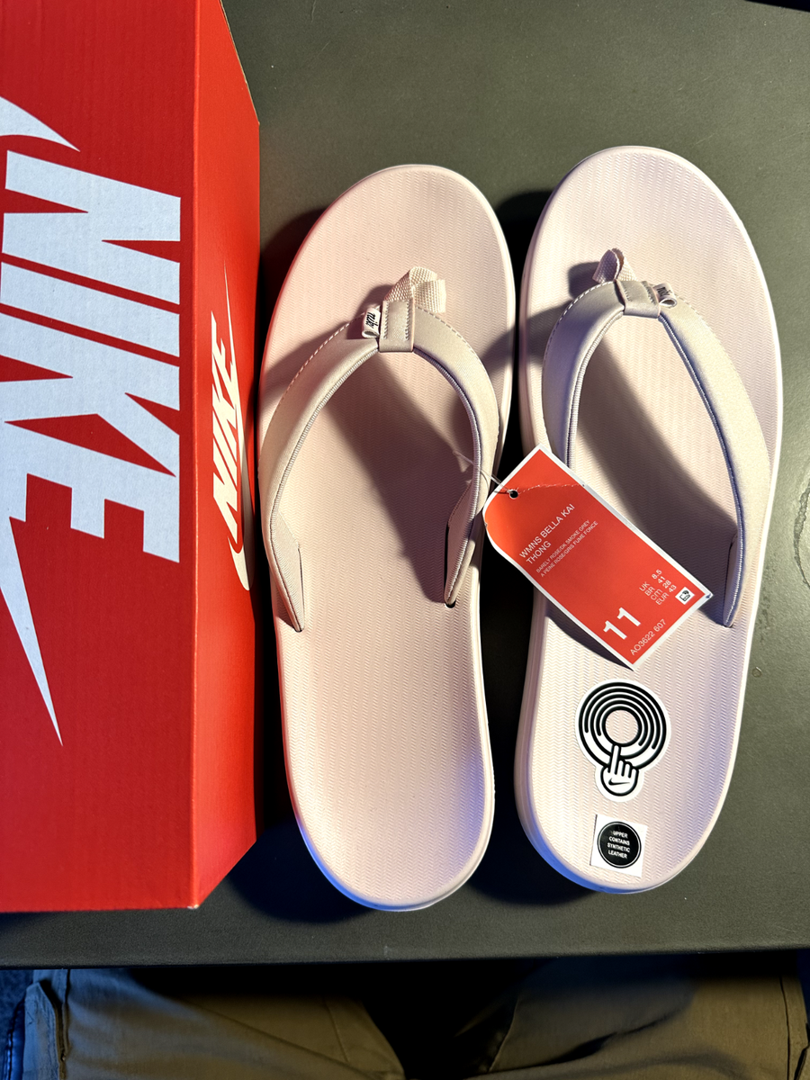 Nike Bella Kai Thong Flip-Flop Slide Sandal, AO3622 607, Barely