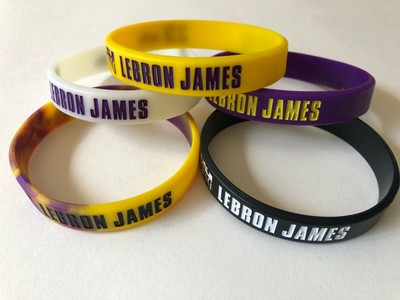 5 piezas Lebron James Lakers amarillo, morado, negro, blanco de Silicona  Muñequera Brazalete | eBay