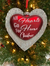 New Kurt Adler 4.75" Glass Red Heart W/Saying Christmas Ornament-Hearts Go Home