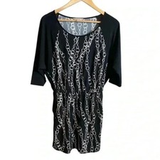 Banana Republic Black Chain Print Design Dress Knee Length Size S