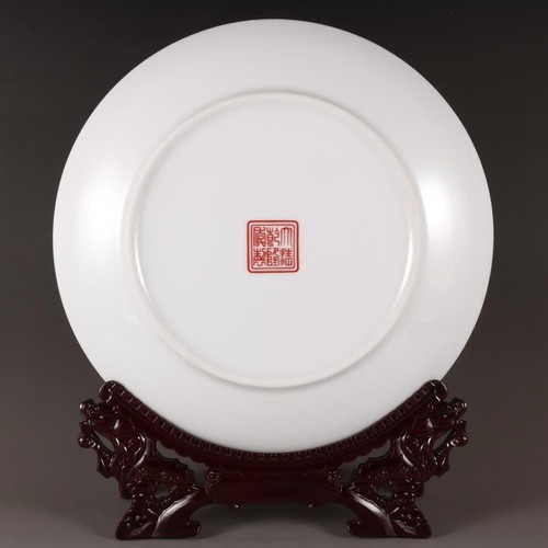 Chinese Porcelain Qing Qianlong Black Gold Glaze Dragon Phoenix Plates 10.23Inch - Picture 6 of 6
