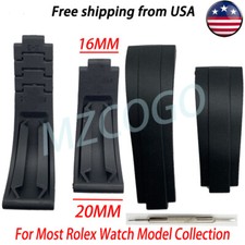 For Rolex Daytona Submariner Yachtmaster Black Rubber Watch Band Strap 20 16mm