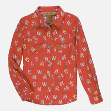 112329194 Wrangler Girls' Long Sleeve Western Snap Shirt - Red NEW