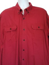 Magellan Sportswear Red Button-Up Shirt XL 100% Cotton Long Sleeve Mens Casual W