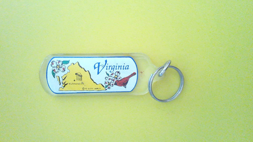 Virginia Cardinal Map keychain. key chain ring tag - Picture 2 of 2