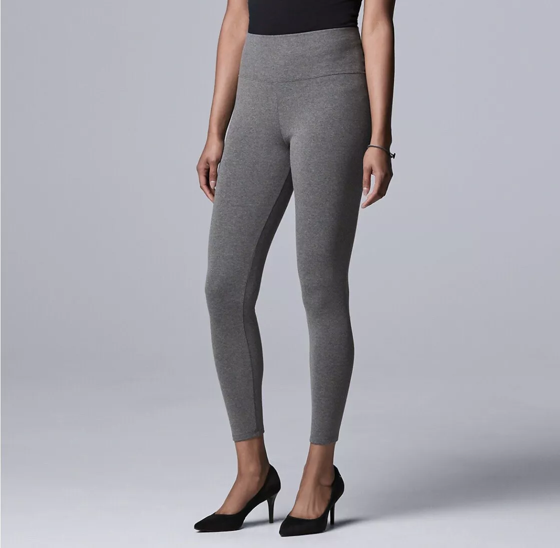 Simply Vera Wang High Rise Live-In Heavyweight Cotton Leggings Small Gray