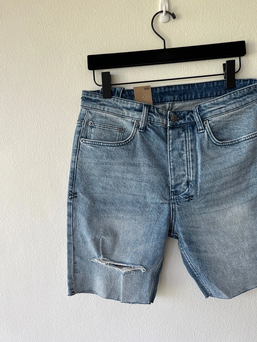 new Ksubi mens denim jean short 32 chopper spray out blue yellow
