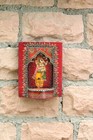 Wooden Painted Wall Hanging Pooja Ghar Decor, Hindu Pooja Furniture