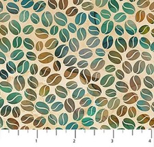 Cotton Barista Coffee Packed Beans Cafe Ochre Fabric Print by Yard D571.09