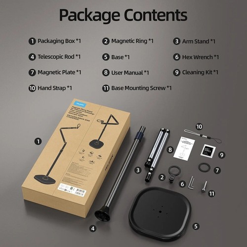 TELESIN 1,6M MagSafe Support de sol pliable en aluminium pour iPhone, Samsung et plus - Photo 9 sur 15