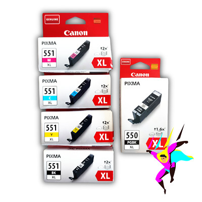 5x ORIGINAL CANON PGI-550XL CLI-551XL TINTENPATRONEN- PIXMA iP7250 iP8750 MG5450