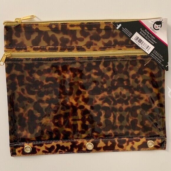 Studio C Totally Tortoise 9" x 11" Poly Dual Zipper Binder Pouch Pocket