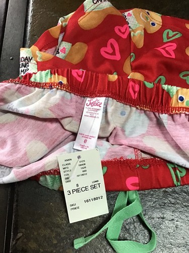 Justice Girls Pajama Set Size 8 NWT Christmas Holiday Gingerbread Baking Champ - Picture 8 of 10
