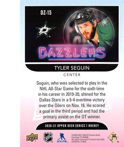 2020-21 Upper Deck Dazzlers #DZ15 Tyler Seguin - Picture 2 of 2