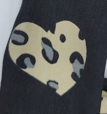 Headband, Black with Cheetah Print Hearts. New
