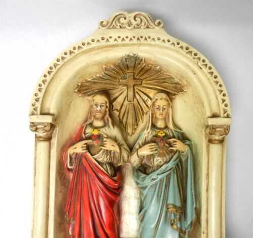 VTG MTA 515 3D Sacred Heart Mary & Jesus Alcoved Statue Chalkware 15"x10.5" T710 - Picture 4 of 15