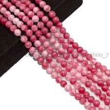 8mm Natural Red Snowflake Jade Round Gemstone Loose Beads 15'' Strand