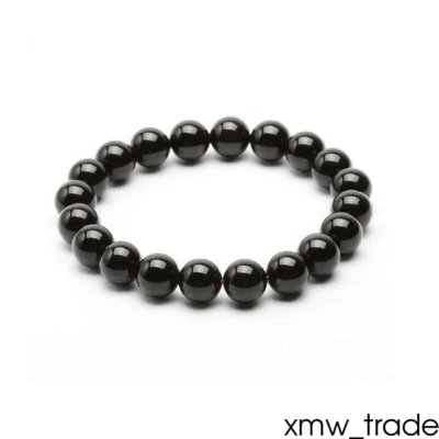 Black Magnetic Round Bead Hematite Bracelet Pain Relief Therapy Arthritis - Image 1 of 4