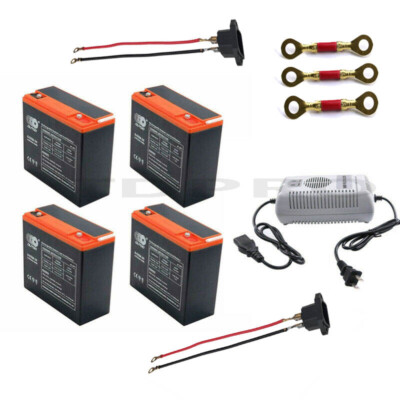 4x 12V 24Ah 6DZM20 Battery +48v Charger Electric Scooter Golf Cart Go Kart Buggy