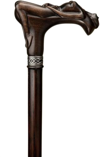 Unique Hand Carved Wooden Walking Stick Canes for Men Nymph Fancy Wood Cane - Picture 3 of 3