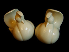 VTG UNMARKED CERAMIC POTTERY GREEN WATER DUCKS BIRD MID-CENTURY MODERNIST 1950's