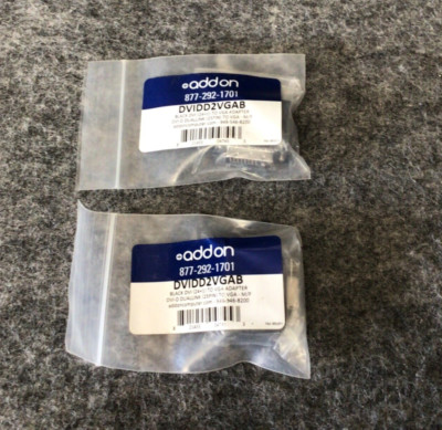 Lot of 2 ADDON DVIDD2VGAB  DVI-D Dual Link to VGA Adapter New