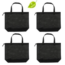 4Pack Reusable Shopping Mesh Gift Tote BagsMesh Beach Bags With Drawsting For...