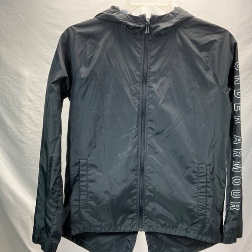 Under Armour Windbreaker Jacket Full Zip Lightweight Running Black Loose S - Picture 6 of 8
