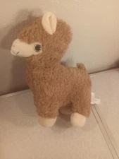 NANCO Llama Plush Brown Alpaca Glitter Eyes Toy Lovey Soft Stuffed Toy 10" (B53)
