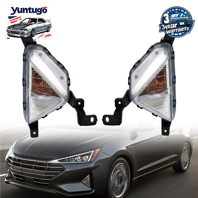 For 2019-2020 Hyundai Elantra Sedan Front Bumper Fog Lights Driver Lights Pair