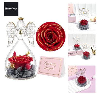 Ewige Rose in Engel Glaskuppel,Geschenke für Mama, Geburtstagsgeschenk für Fr...