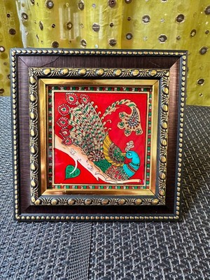 Peacock on a Tree Tanjore Framed artwork