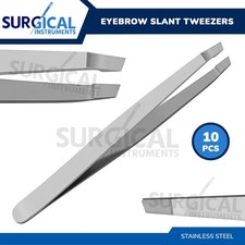10 Professional Slant Tip Eyebrow Tweezers Precision Hair Removal Tool German Gr