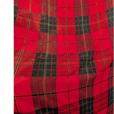 96''x 56'' Christmas Plaid Tablecloth Rectangle Gold Detail 