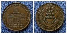 1830s Merchants Exchange Wall Street Hard Times Token Millions For Defense