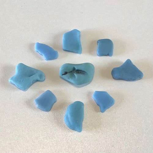 BULK SEA GLASS - 8 Pieces of Genuine, Surf Tumbled, Rare Turquoise Milk Glass
