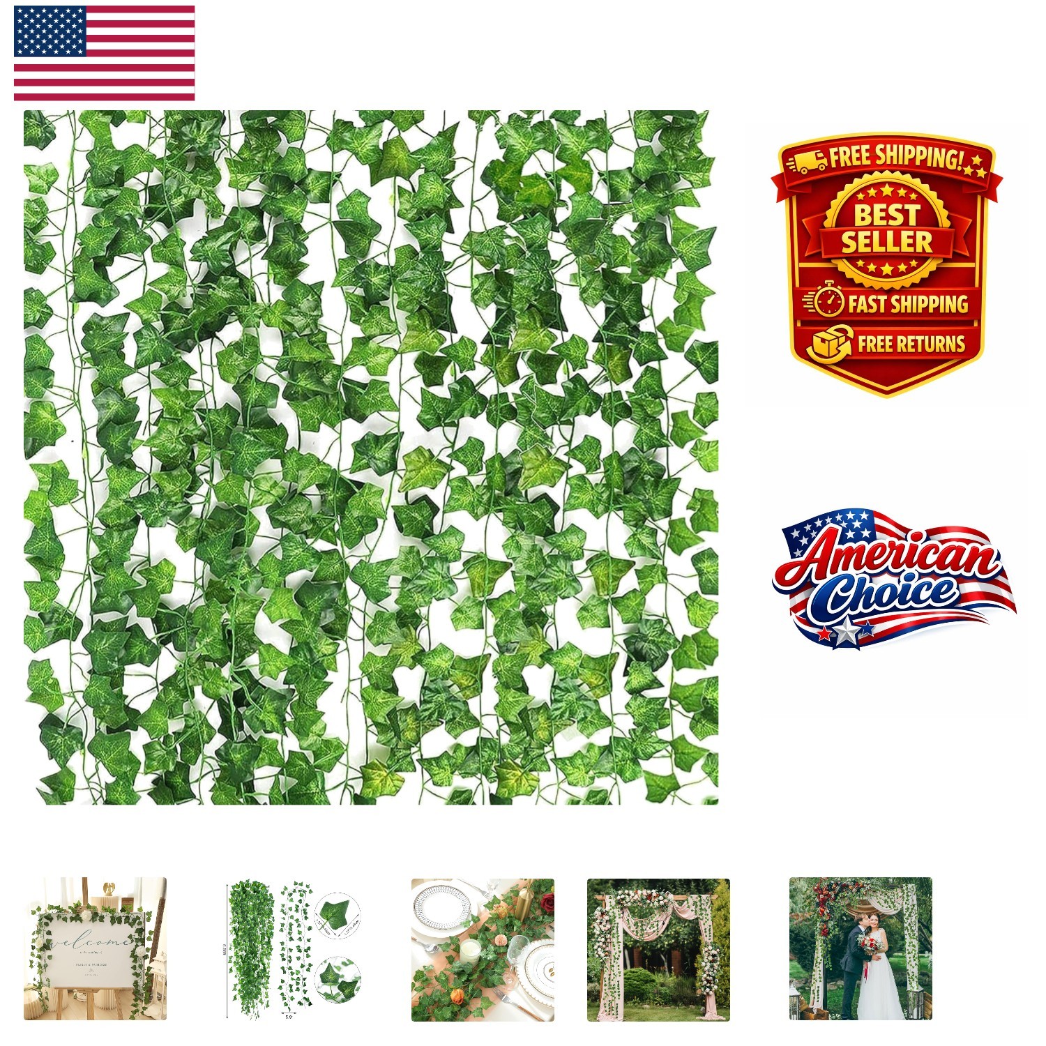 14 Stunning Artificial Ivy Garlands – 98 Feet of Lush Greenery for Home & Events
