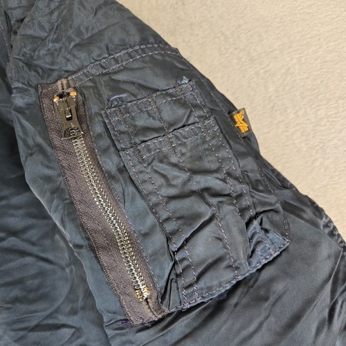 VTG Alpha Industries MA-1 Bomber Jacket Mens Large Navy Blue Flyers Intermediate - Picture 6 of 13