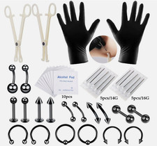 Professional Body Piercing Tool Kit Ear Nose Navel Lip Tongue Piercing Sets