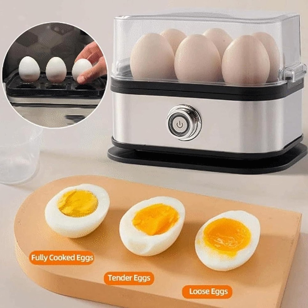 Egg Cooker, Rapid Cooker 6 Egg Capacity, Stainless Steel Electric Eggs Poacher Egg Cooker, Rapid Cooker 6 Egg Capacity, Stainless Steel Electric Eggs Poacher
