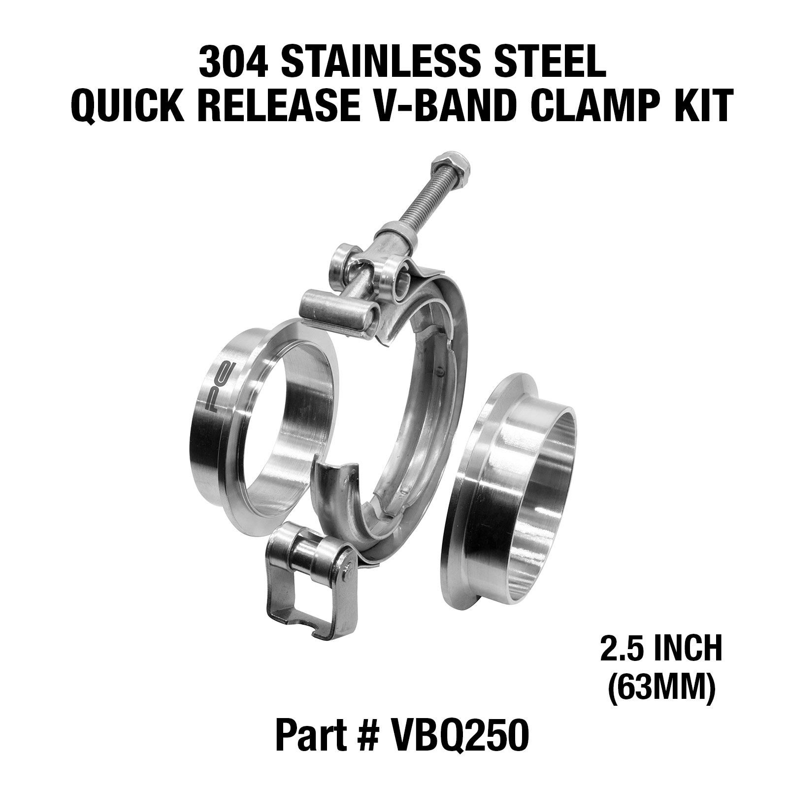 2.5 Inch 63mm  V Band Exhaust Clamp V-Band Quick Release 304 Stainless Steel M/F