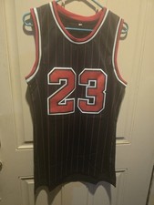 Throwback Chicago Bulls Michael Jordan 23 Red Black Pinstripe Jersey Sz Medium