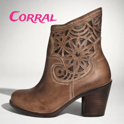 Corral Women's Urban Line Tan Ankle Booties-NWT