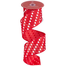 Diagonal Hearts Valentine'S Day Wired Craft Ribbon - 2.5 In. X 10 Yards - Red an