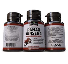Premium Korean Red Panax Ginseng Extract Organic Supplement Pills 1000mg 60 Caps