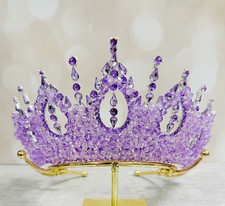 Wedding Crown, Purple Crystal Crown, Bridal Jewelry, Silver Bridal Headpiece