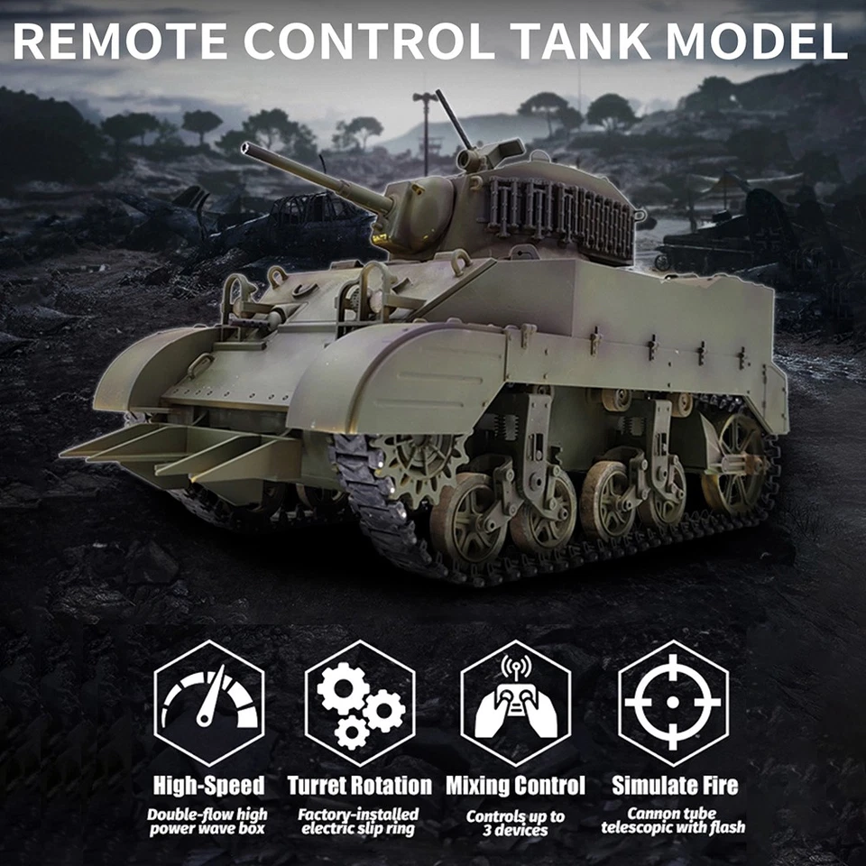 Remote Control Tank 1/16 Full-scale Remote Control Tank Toys Simulated YXTO - Image 4 of 4