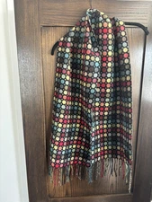 La Fiorentina 100% Wool Scarf, Beautiful Circle Design With Fringe