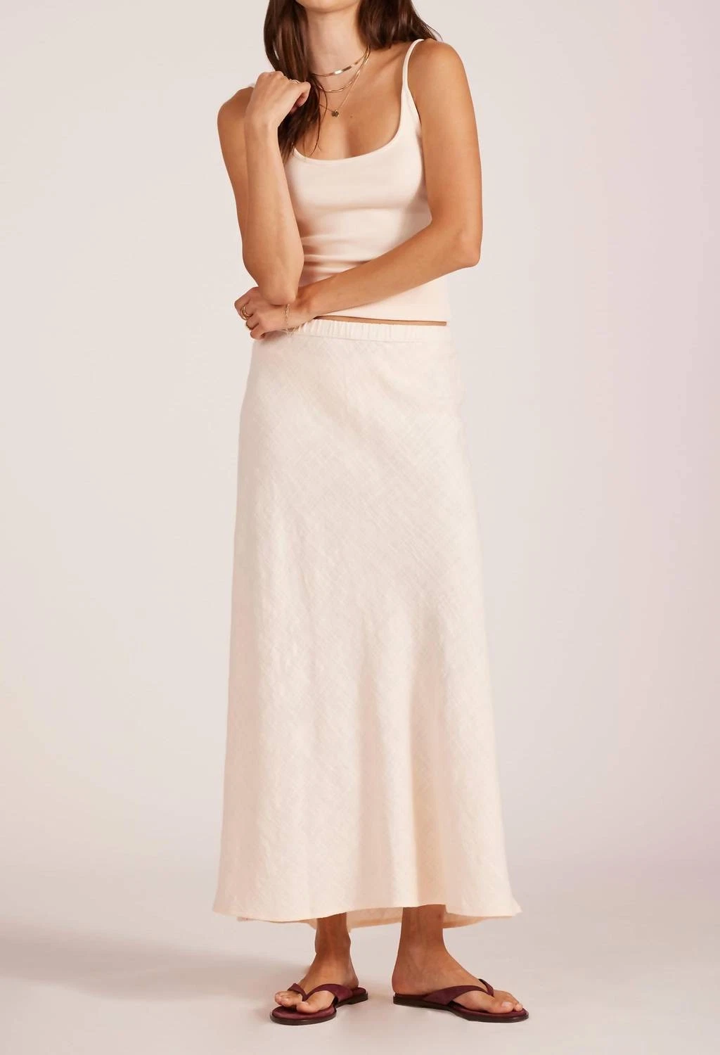 Bobi Bias Cut Maxi Skirt Linen